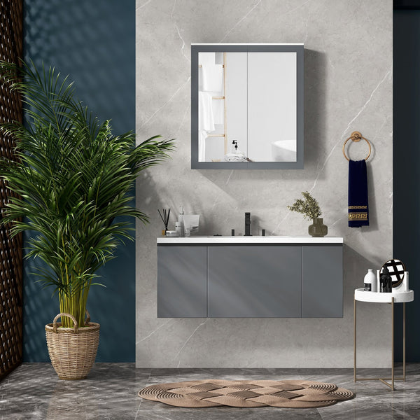 English Elm Kleankin Stylish Wall-Mounted Bathroom Medicine Cabinet With Mirror, Adjustable Shelves & Storage W2225P217008