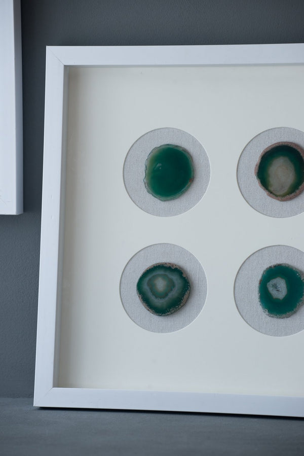 English Elm S/2 Coty Shadow Box Wall Decor with Agate Slices on White Frame, Set of 2 Minimalist Modern Art 20x20x10 W2078P313328