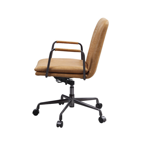 English Elm Rum Top Grain Leather Swivel Office Chair with 360° Mobility, Adjustable Height, Wheels, Durable Elegance B062P215465
