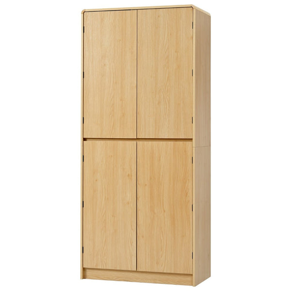 English Elm K&k Farmhouse Pantry Cabinet 72 Inch Tall Mdf Cupboard with Adjustable Shelves Natural N707S000021Y