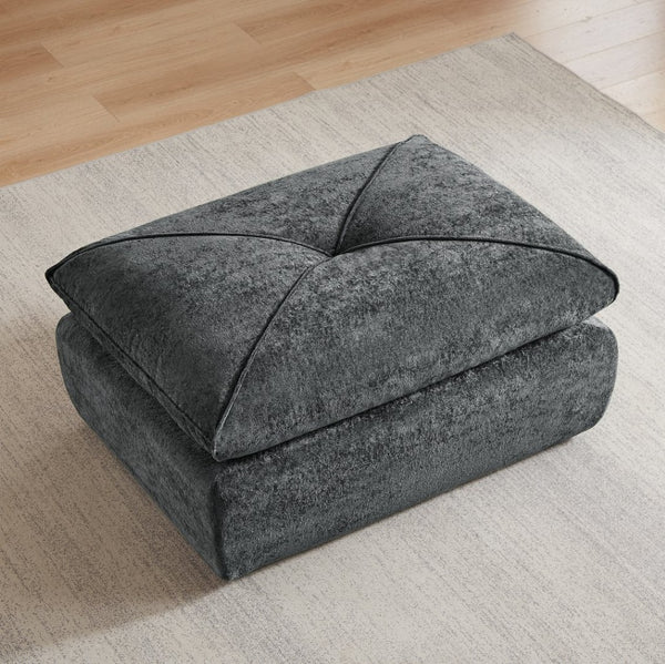 English Elm Modern Chenille Modular Sofa with Extendable Foot Pedal for Relaxed Living Spaces Dark Gray W3396P463876