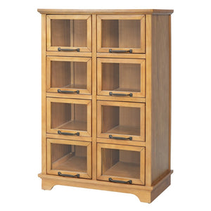 English Elm Modern Glass Front Display Cabinet Solid Wood Frame Antique Bronze Pulls Farmhouse N758P412512N