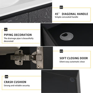 English Elm 30'' Floating Wall-Mounted Bathroom Vanity With Ceramic Sink & Soft-Close Doors For Modern Spaces P2 W999S00213-GIGA