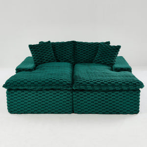 English Elm Green Turtle Velvet Double Chaise Lounge - Cozy & Multifunctional Sofa For Relaxing Or Socializing W3371S00042