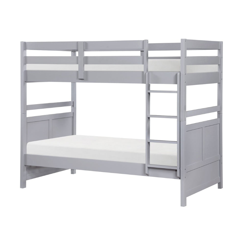English Elm Bunk Bed Twin Over Solid Wood Frame with Guard Rails for Kids Shared Rooms Gray B011S02322