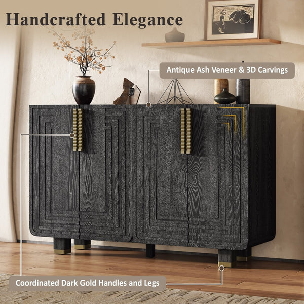 English Elm Trexm Vintage Fluted Sideboard with Soft Close Doors and Ash Wood Grain Finish N715P289209B