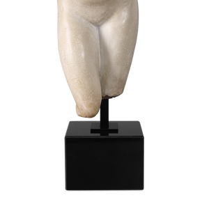 Goddess Venus Antique-Style Sculpture - Aged Beige Figural Art on Black Marble Base for Decor