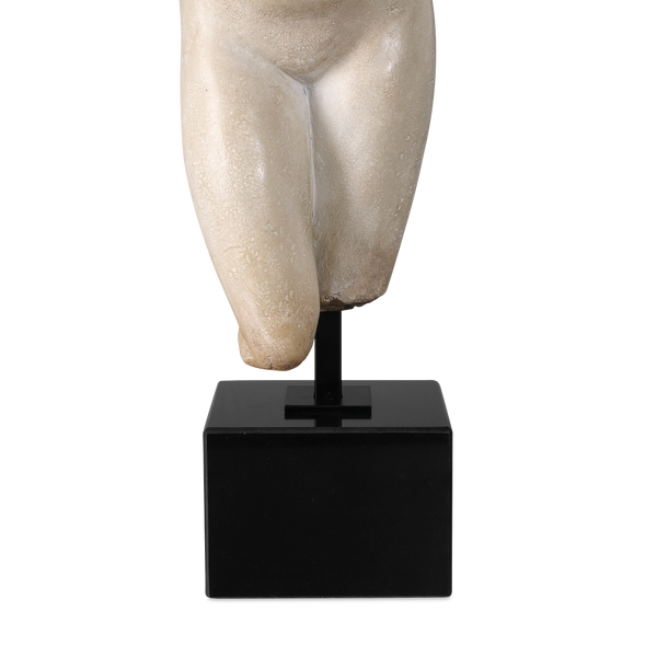 Goddess Venus Antique-Style Sculpture - Aged Beige Figural Art on Black Marble Base for Decor