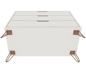 English Elm Rockefeller 35" Dresser Off White - 3 Drawer MDF Storage with Metal Splayed Legs, Anti-Tip Kit Included B365P398132