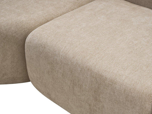 English Elm Oversized Velvet Cloud Sectional with Memory Foam Cushioning and L-shape Chaise Lounge Beige W3728S00013