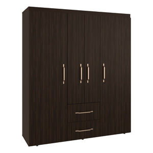 English Elm Valier Wardrobe Armoire with Shelving Drawers and Hanging Space in Walnut Finish Dark Walnut B097S00249