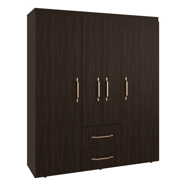 English Elm Valier Wardrobe Armoire with Shelving Drawers and Hanging Space in Walnut Finish Dark Walnut B097S00249