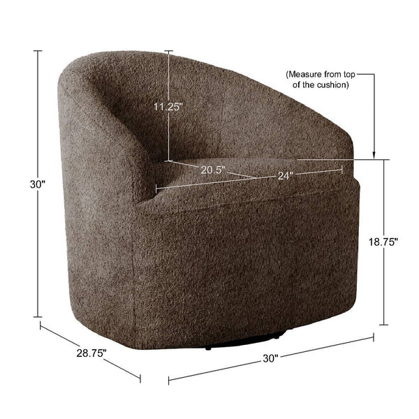 JLA Home INK+IVY - Upholstered boucle swivel chair — compact barrel silhouette, hidden 360° base, plush modern comfort II103-0564