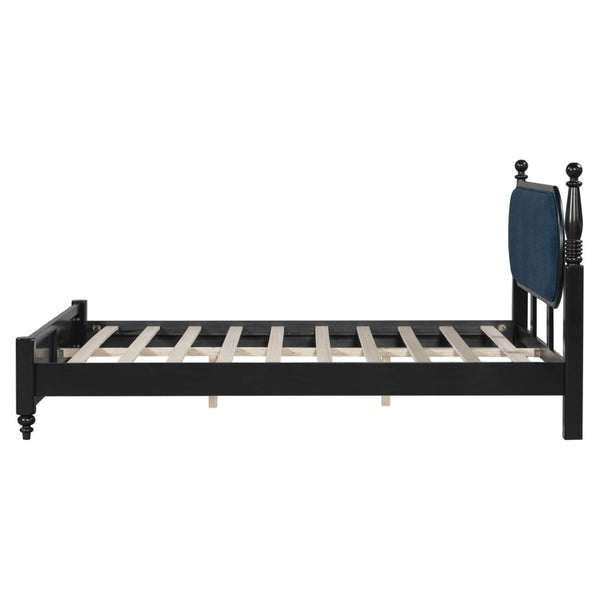 English Elm Queen Platform Bed Solid Wood Frame Velvet Upholstered Headboard Modern Bedroom N770PQ379968C