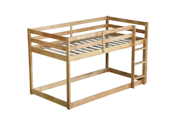 English Elm Solid Wooden Twin Over Twin Floor Bunk Bed - Safe, Stylish, And Functional With Natural Finish Design W504P191673-GIGA