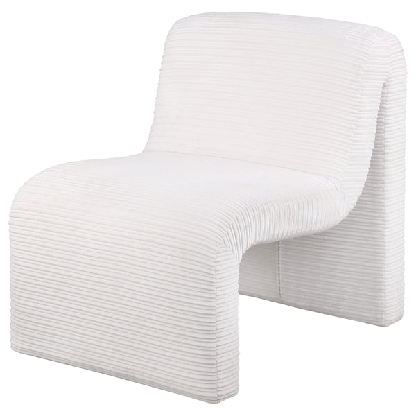 English Elm Winne Sculptural Ivory Curved Armless Accent Chair - Ribbed Upholstery, Modern Artistic Silhouette for Living Room Elegance B062P299869
