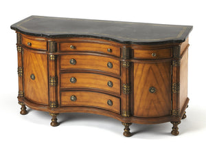 Butler Specialty Alberto 6 Drawer Sideboard With Antique Brass Hardware, Black Fossil Stone Top And Hand-carved Details Multi,Color Plywood,Lauan Wood,Resin,Black Stone,Agate Stone 458070-butler