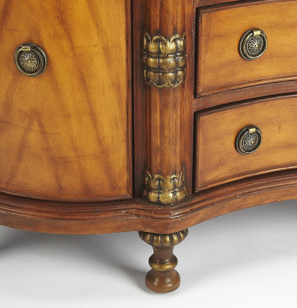 Butler Specialty Alberto 6 Drawer Sideboard With Antique Brass Hardware, Black Fossil Stone Top And Hand-carved Details Multi,Color Plywood,Lauan Wood,Resin,Black Stone,Agate Stone 458070-butler