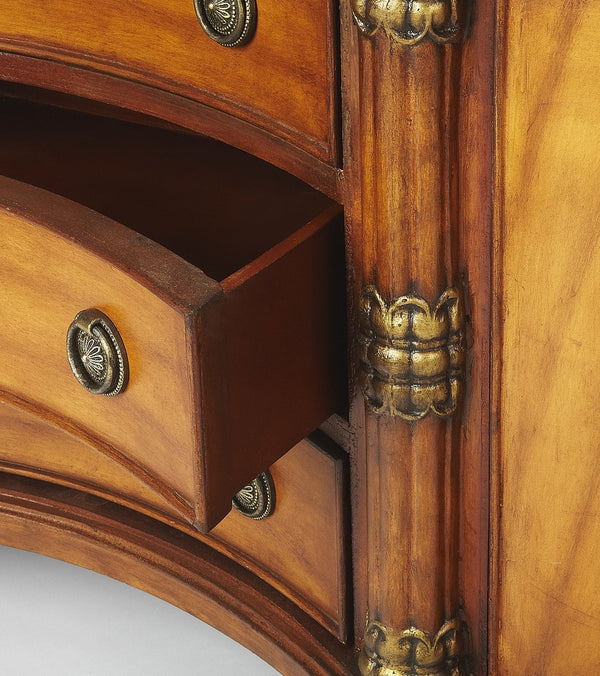 Butler Specialty Alberto 6 Drawer Sideboard With Antique Brass Hardware, Black Fossil Stone Top And Hand-carved Details Multi,Color Plywood,Lauan Wood,Resin,Black Stone,Agate Stone 458070-butler