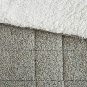 English Elm Comforter Plush twin set with faux feathersoft face and ivory sherpa reverse for cozy warmth and style Grey 23.23 L x 18.11 W x 9.45 H B035P294138