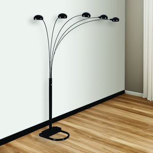 English Elm 1pc Modern Multi-Head Floor Lamp with Crystal-Encrusted Shades, Adjustable Height, Dimmer Control Black 64.96 L x 18.11 W x 3.35 H B2741P290180