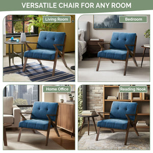 JLA Home INK+IVY - Upholstered Sculptural Arm Chair with Tufted Back, Angled Wood Frame, Durable Foam Comfort — Modern Mid-Century Appeal IIF18-0058