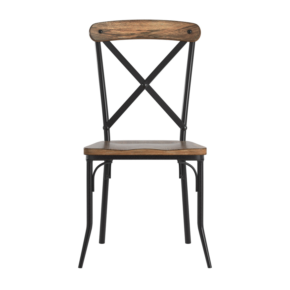 Homelegance Vienna Cross-back Wood Dining Chair Set with Iron Legs Bistro Appeal 045BKC