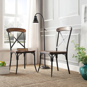 Vienna Cross-back Wood Dining Chair Set with Iron Legs Bistro Appeal