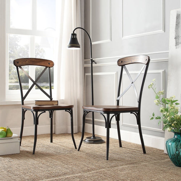 Vienna Cross-back Wood Dining Chair Set with Iron Legs Bistro Appeal