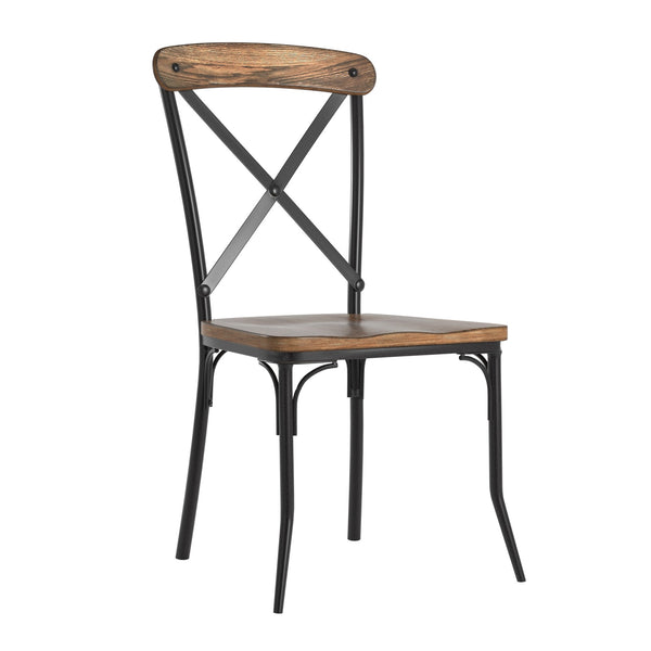 Vienna Cross-back Wood Dining Chair Set with Iron Legs Bistro Appeal