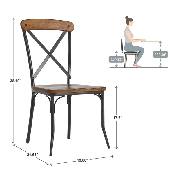 Vienna Cross-back Wood Dining Chair Set with Iron Legs Bistro Appeal