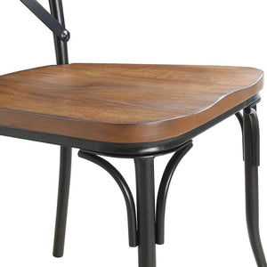 Vienna Cross-back Wood Dining Chair Set with Iron Legs Bistro Appeal