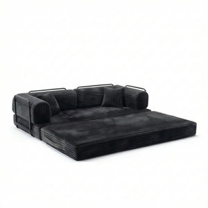 English Elm Compression Corduroy Modular Floor Sofa Sleeper Loveseat Tatami Sectional for Living Room Antique Grey W1919P414173