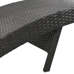 English Elm K&K 80" Outdoor Wicker Chaise Lounge Set of 2 with 2000H UV Wicker, Pull-Out Side Table, 4-Position Recliner Dark Brown WF321204AAD