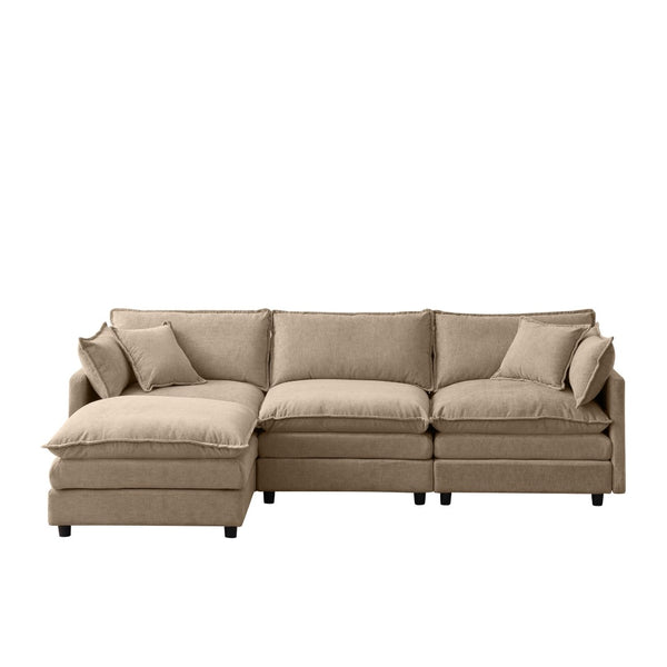 English Elm 105" L-shaped Chenille Sectional with Ottoman Pocket Spring Living Room Sofa Coffee W1097S00227