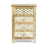 Christopher Knight Home® - Noble House - Sandia Handcrafted Boho 4 Drawer Mango Wood Nightstand, Natural And White