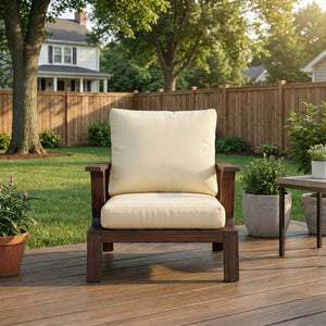 English Elm 2 Piece Acacia Wood Outdoor Sofa Set with Coffee Table and Weather Resistant Cushions N719P246161D