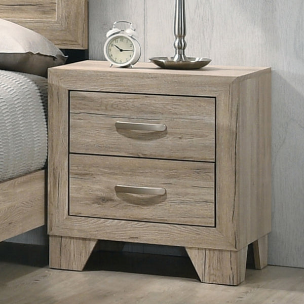 English Elm Natural Contemporary 2-Drawer Nightstand with Spacious Storage, Natural Wood Finish, 22"W x16"D x24"H Stylish Bedroom Accent B011P317196