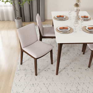 English Elm Ashcroft Furniture - Modern Laura Solid Wood Dining Chairs Set of 2 - Mid-Century Beige Linen Upholstery, Curved Back Comfort B183P201650