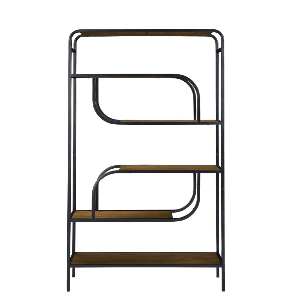 English Elm Geometric Metal Frame Bookcase Five Shelf Open Display Unit for Living Room Office B2748P452556
