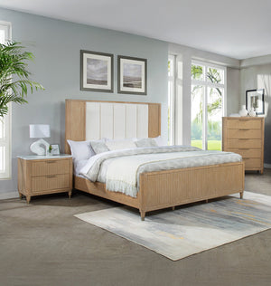 English Elm Modern Streamlined Chest with Engineered Stone Top and Brass Hardware — Ample Storage, Sleek Urban Style Natural Wood 39.5 L x 21.75 W x 52 H B2741P367179