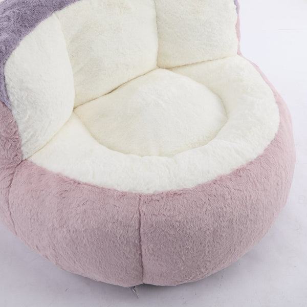 English Elm Oversized Multicolor Faux Fur Bean Bag Chair - Cozy Lounger With Shredded Foam, No Assembly Needed! W3723P375715-GIGA