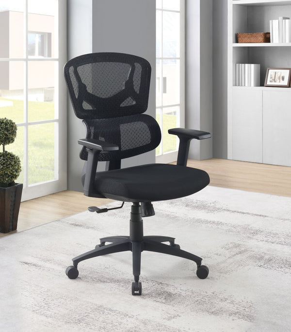 OSP Home Furnishings Mesh Back Ergonomic Manager Chair with Lumbar Support Padded Seat and Adjustable Arms EM98958-3