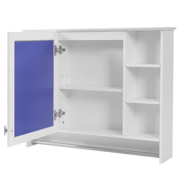 English Elm 3-in-1 Wall Mounted Medicine Cabinet with Soft Close Door Towel Bar and Vanity Mirror White N710P358618K