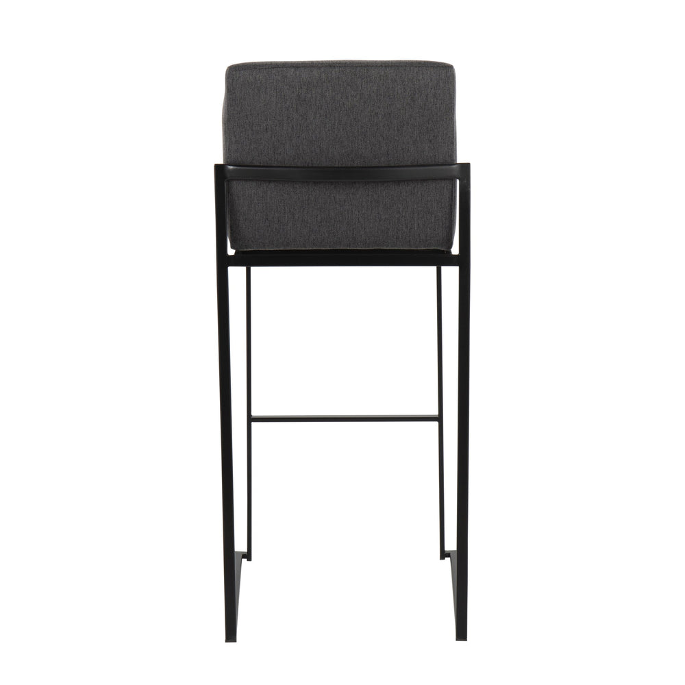 English Elm Fuji Contemporary High Back Barstools Set Of 2 - Stylish Charcoal Fabric & Black Steel Frame Comfort B202P222183
