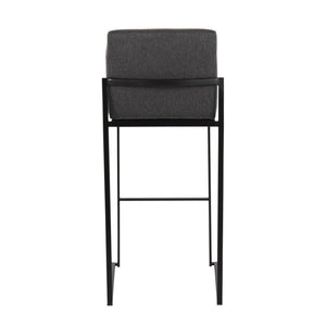 English Elm Fuji Contemporary High Back Barstools Set Of 2 - Stylish Charcoal Fabric & Black Steel Frame Comfort B202P222183