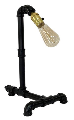 English Elm Industrial Pipe Desk Lamp Black Metal LED/Edison-Compatible Rustic Office Bedroom Loft Lighting, UL-Certified B080P329317