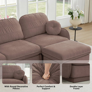 English Elm Chenille Cloud Loveseat with Quilted Back Cushions Deep Foam Seat Modern Living Room Sofa Rose Dust W714S01774