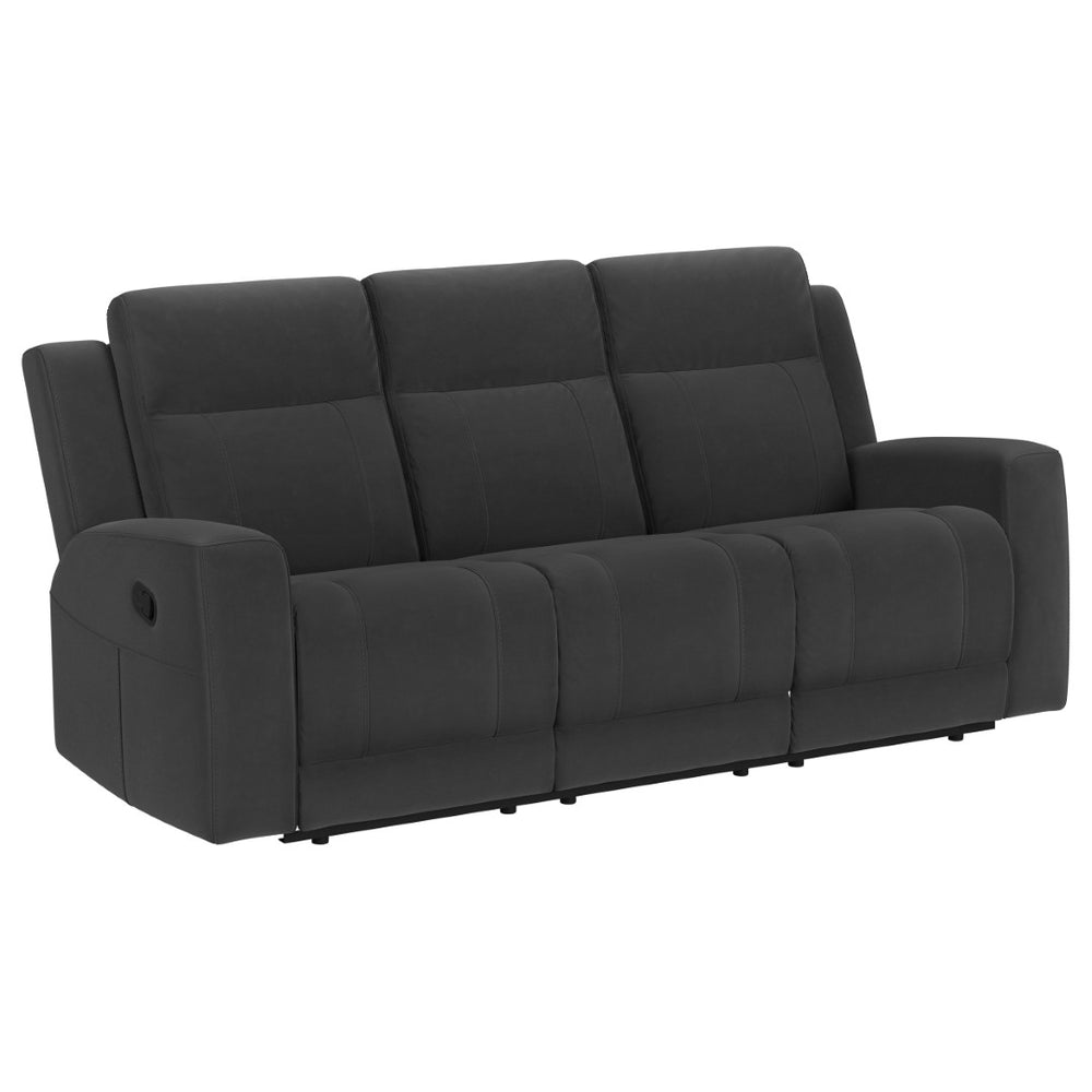 English Elm Slater Manual Reclining Sofa with Channel Tufted Back and Suede Leatherette Upholstery Charcoal B062P440397