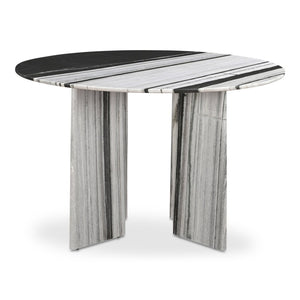 English Elm Celia Round Marble Dining Table with Bold Veining for Elegant Rooms B2769S00005
